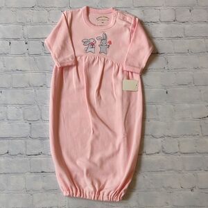 Embroidered Baby Gown with Bunnies
